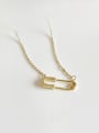 thumb Sterling silver inlay zricon gold pin necklace 0
