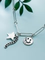 thumb 925 Sterling Silver  Vintage Retro smiley Pentagram hollow chain Necklace 2