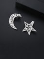 thumb Copper Cubic Zirconia Asymmetric stars moon  Luxury Stud Earring 1