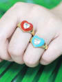 thumb Brass Enamel Cubic Zirconia Heart Minimalist Band Ring 1