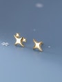 thumb 925 Sterling Silver Minimalist four-pointed star Stud Earring 2