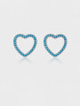 thumb 925 Sterling Silver Turquoise Heart Minimalist Stud Earring 0
