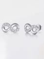 thumb 925 Sterling Silver Cubic Zirconia Number 8 Minimalist Stud Earring 0