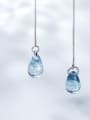 thumb 925 Sterling Silver Water Drop Minimalist Threader Earring 3