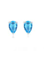 thumb Brass Cubic Zirconia Water Drop Minimalist Stud Earring 0