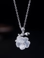 thumb 925 Sterling Silver  Minimalist Flower Stamen Crystal Flower Necklace 0