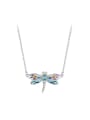 thumb 925 Sterling Silver Cubic Zirconia Enamel Dragonfly Dainty Necklace 0