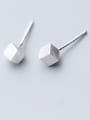 thumb 925 Sterling Silver smooth Square Minimalist Stud Earring 1