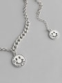 thumb 925 Sterling Silver Geometric chain  Vintage Smiley Pendant Necklace 0