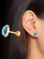 thumb Titanium Steel Turquoise Round Vintage Stud Earring 1