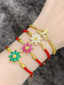 thumb Brass Cubic Zirconia Flower Trend Handmade Weave Bracelet 0