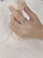 thumb Vintage  Sterling Silver With Platinum Plated Simplistic Hollow Irregular Free Size Rings 2