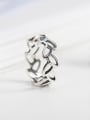 thumb 925 Sterling Silver Hollow Leaf Vintage Band Ring 2