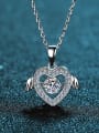 thumb Sterling Silver Moissanite Wing Dainty heart Pendant Necklace 0