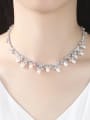 thumb Copper Imitation Pearl Leaf Luxury Choker Necklace 1