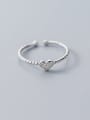 thumb 925 Sterling Silver Cubic Zirconia  Heart Minimalist Free Size Ring 0