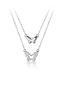 thumb 925 Sterling Silver Cubic Zirconia Butterfly Minimalist Multi Strand Necklace 4