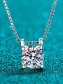 thumb Sterling Silver Moissanite Geometric Dainty Necklace 0