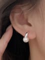 thumb 925 Sterling Silver Imitation Pearl Irregular Minimalist Hook Earring 1