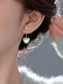 thumb 925 Sterling Silver Freshwater Pearl Heart Minimalist Drop Earring 1