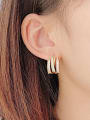 thumb Brass Cubic Zirconia Geometric Minimalist Multilayer Stud Earring 1