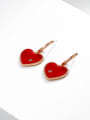 thumb Alloy Cubic Zirconia Red Enamel Heart Dainty Drop Earring 1