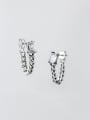 thumb 925 Sterling Silver Cubic Zirconia Geometric Vintage Hollow Chain Drop Earring 0