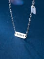thumb 925 Sterling Silver Simple fashion letters LUCKY square Necklace 1