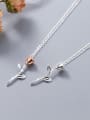 thumb 925 Sterling Silver Minimalist two-color rose flower pendant Necklace 0