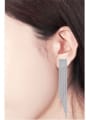 thumb Copper Cubic Zirconia Tassel Luxury Threader Earring 1