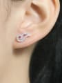 thumb 925 Sterling Silver Cubic Zirconia Wing Classic Stud Earring 1