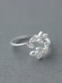 thumb 925 Sterling Silver Cubic Zirconia Leaf Minimalist Band Ring 2