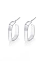 thumb 925 Sterling Silver With Platinum Plated Simplistic Hollow Geometric Stud Earrings 0
