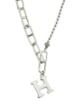 thumb Vintage Sterling Silver With Platinum Plated Simplistic Letters"H" Necklaces 0