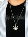 thumb Stainless steel Chain Alloy Pendant  Rhinestone Leaf Hip Hop Long Strand Necklace 1