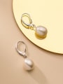 thumb 925 Sterling Silver Imitation Pearl Water Drop Minimalist Huggie Earring 1
