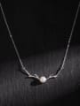 thumb 925 Sterling Silver Imitation Pearl Antlers Minimalist Necklace 0