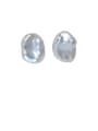 thumb Brass Freshwater Pearl Irregular Minimalist Stud Earring 0