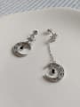 thumb 925 Sterling Silver Mysterious Moon Asymmetric  Vintage Drop Earring 0