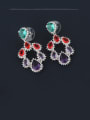 thumb Brass Cubic Zirconia Multi Color Water Drop Luxury Chandelier Earring 2