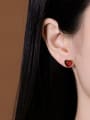 thumb 925 Sterling Silver Garnet Heart Minimalist Stud Earring 1