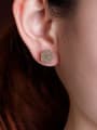 thumb 925 Sterling Silver Jade Flower Vintage Stud Earring 2