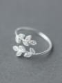 thumb 925 Sterling Silver Cubic Zirconia Leaf Minimalist Band Ring 3