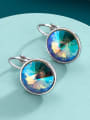 thumb Alloy Crystal Blue Round Dainty Drop Earring 2