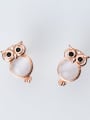 thumb 925 Sterling Silver Cats Eye White Owl Cute Stud Earring 0