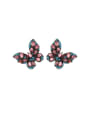 thumb Brass Cubic Zirconia Multi Color Butterfly Luxury Cluster Earring 0