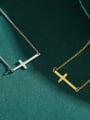 thumb 925 Sterling Silver Smooth Cross Minimalist Pendant Necklace 3