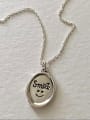 thumb 925 Sterling Silver Smiley Vintage Oval Pendant Necklace 3