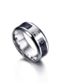thumb Stainless Steel With Blue Black Carbon Fiber Simple Men's Ring 2