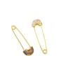 thumb Brass Cubic Zirconia Geometric Pin Hip Hop Huggie Earring 0